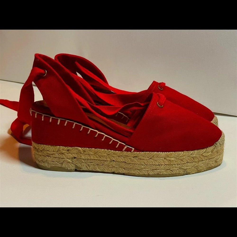 Women's Red Espadrille Ralph Lauren Collection Shoes Sz 8
